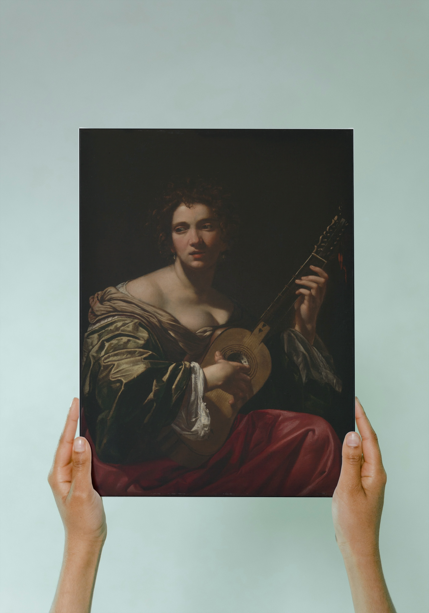 Woman Playing a Guitar By Simon Vouet