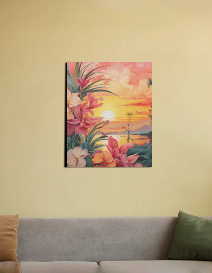 Sunset With Flowers
