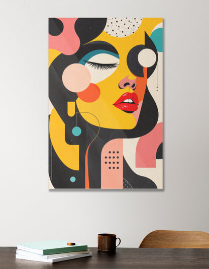 Abstract Woman with Circles- Acrylic Poster