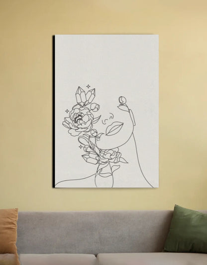 Minimal Line Art- Women with Flower