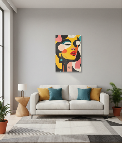 Abstract Woman with Circles- Acrylic Poster